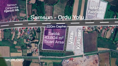 SAMSUN'DA 44 DÖNÜM TİCARİ RUHSATLI ARSA