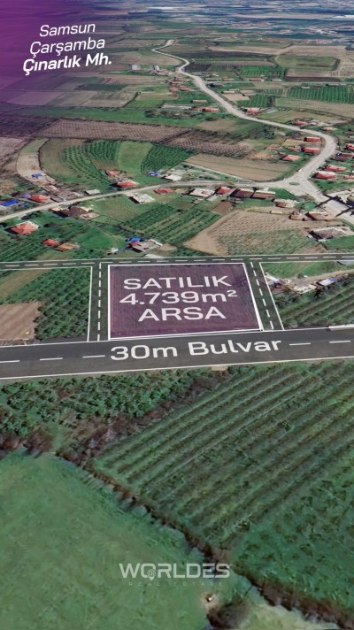 SAMSUN ÇARŞAMBA ÇINARLIK MAH ÇINARLIK BUL ÜSTÜNDE 4.739 M2 ARSA